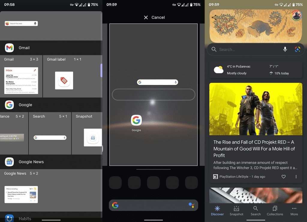 add Google Discover to Home Screen