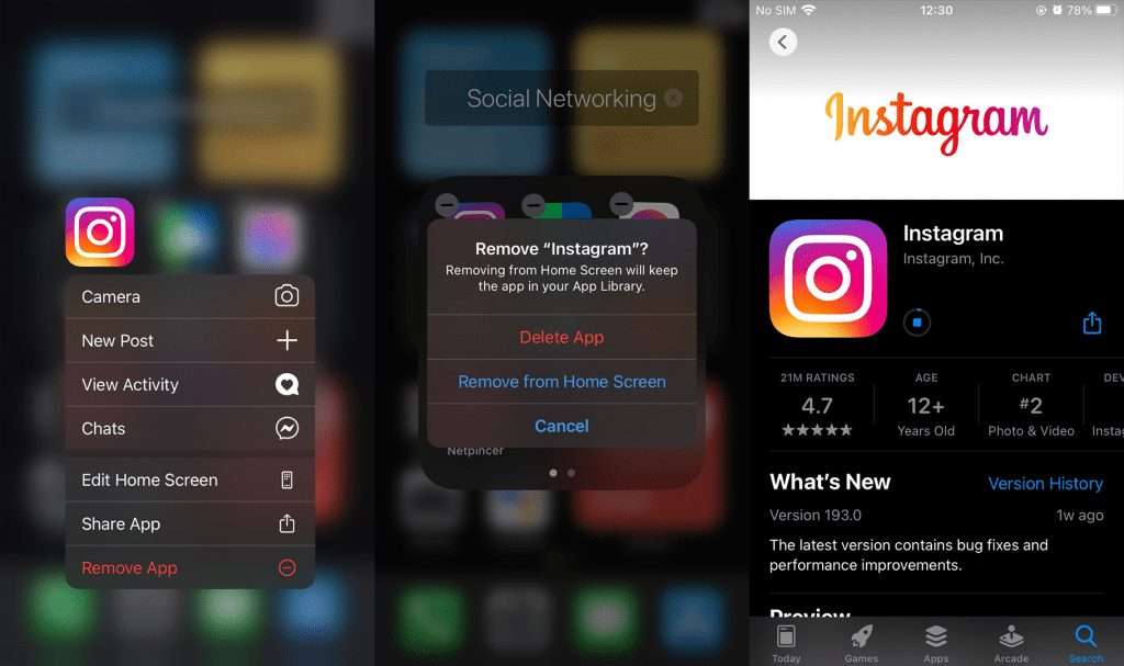 clear instagram cache ios