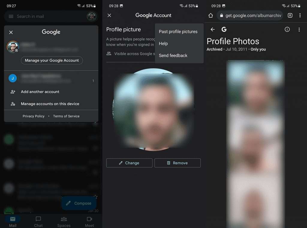 delete profile photos google account