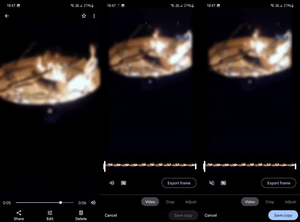 How to remove sound from video on Android