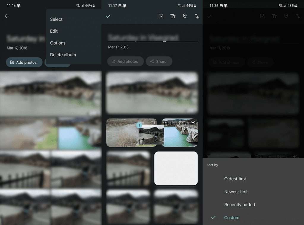 How to rearrange photos in Google Photos