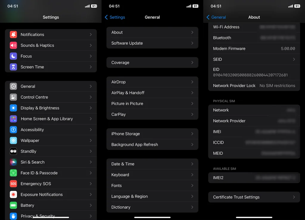 find iPhone IMEI