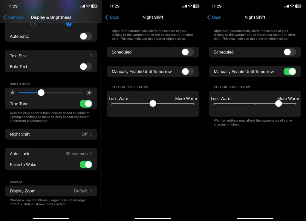 turn off blue light on iPhone