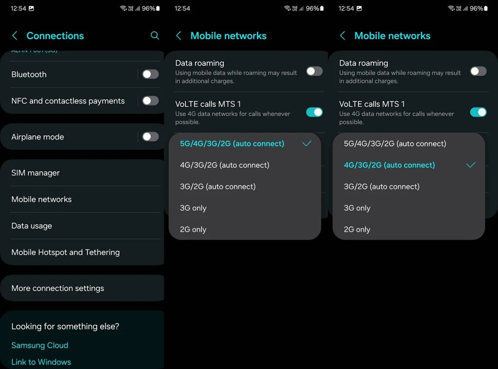 turn off 5G on Android
