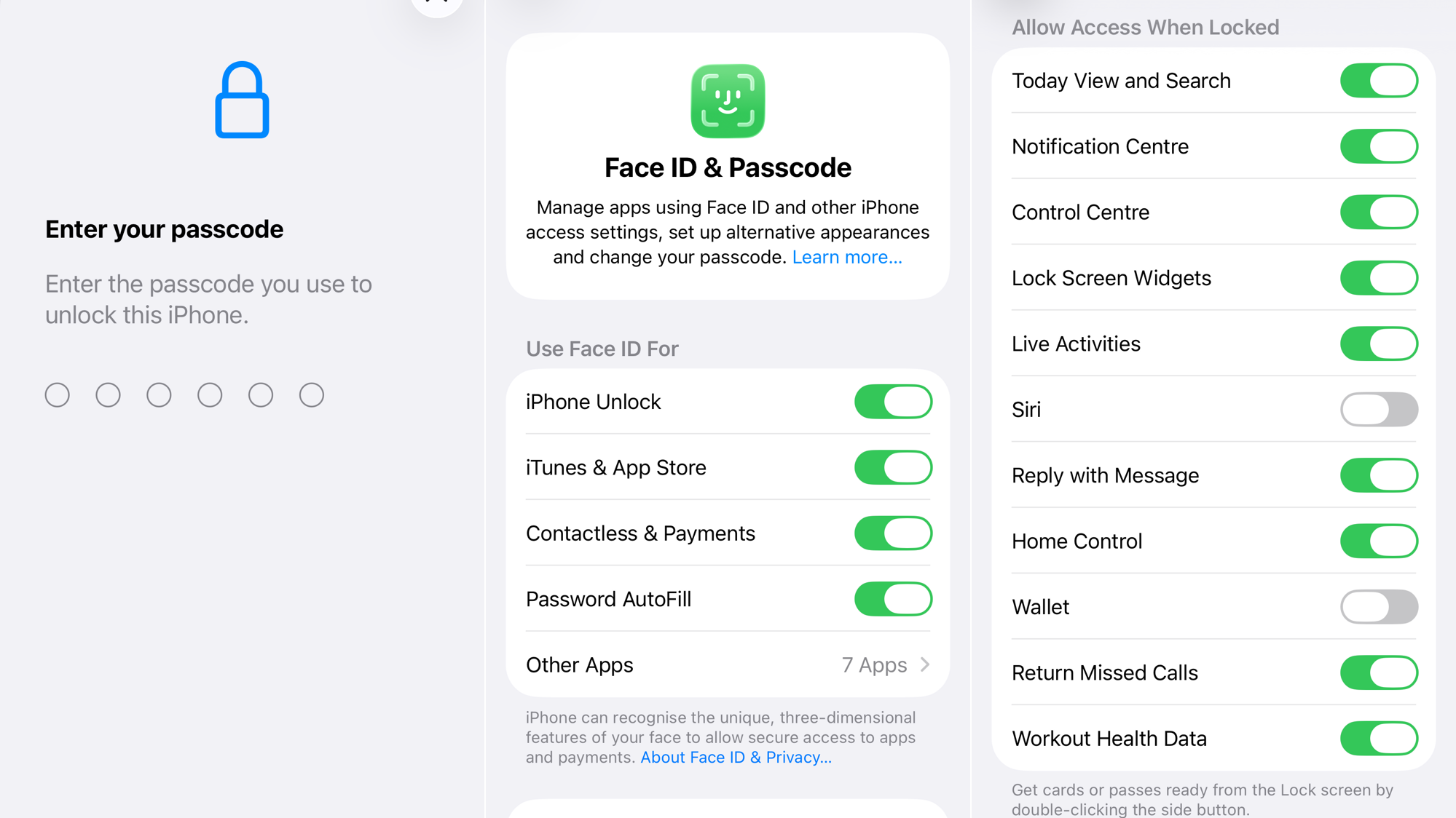 face id settings ios 26