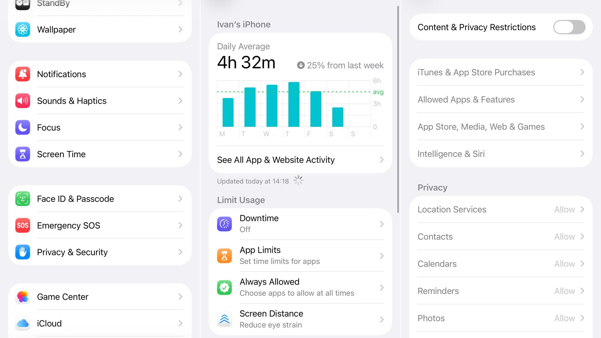 Screen Time Settings