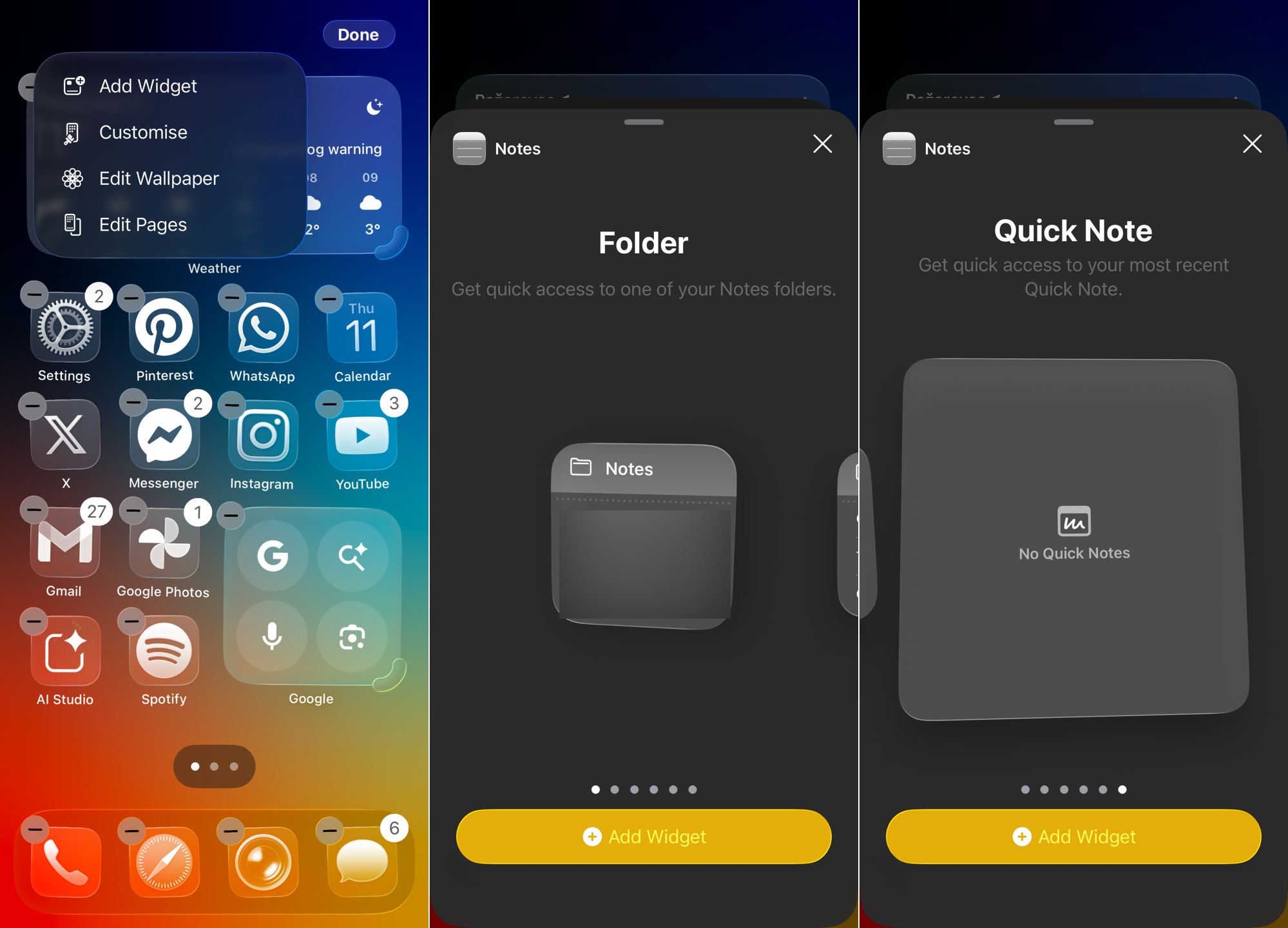 notes widget ios 18